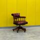 Chesterfield Revolving Captain's Chair with Red Leather Upholstery