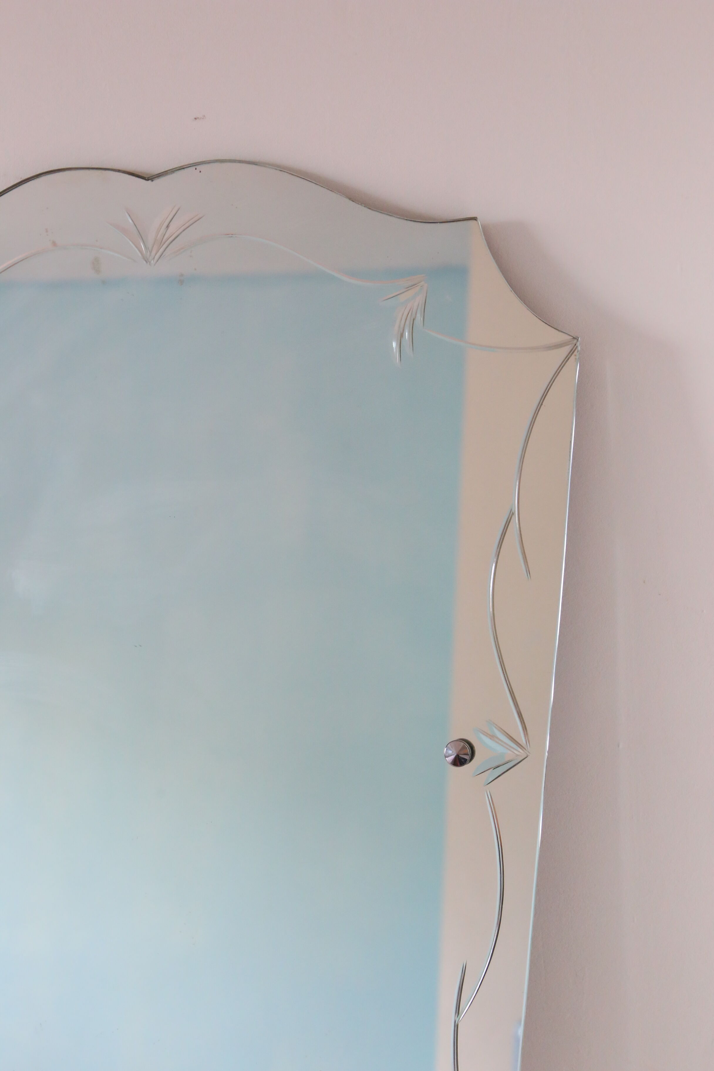 Bevelled, chiseled, antique, art deco wall mirror