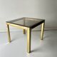 Vintage 1970s Brass Smoked Glass Side Table, Hollywood Regency, Renato Zevi