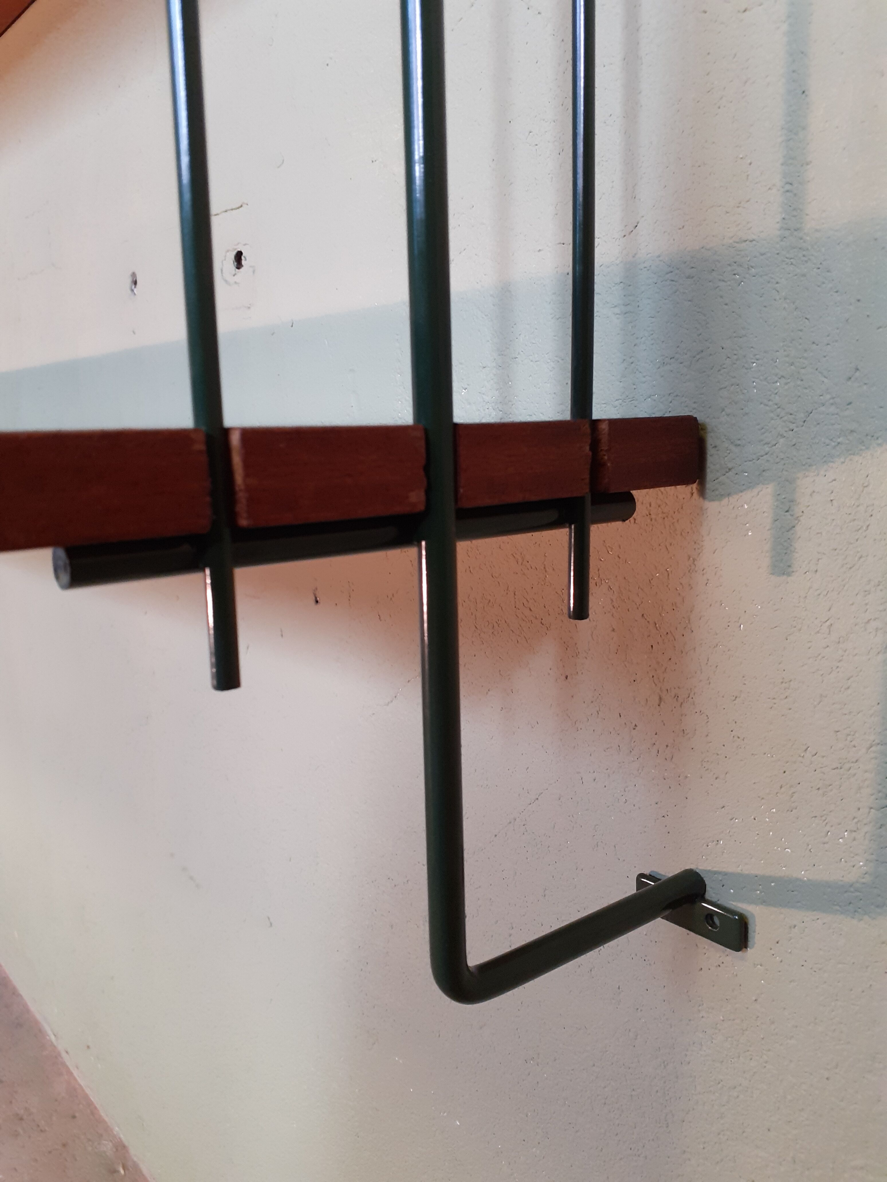 Wall shelf, khaki green and teak