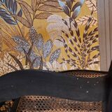 Paire de 2 chaises assise cannage en bois coloris noir 1940