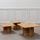 Ensemble de trois tables gigognes en chêne blond, années 80