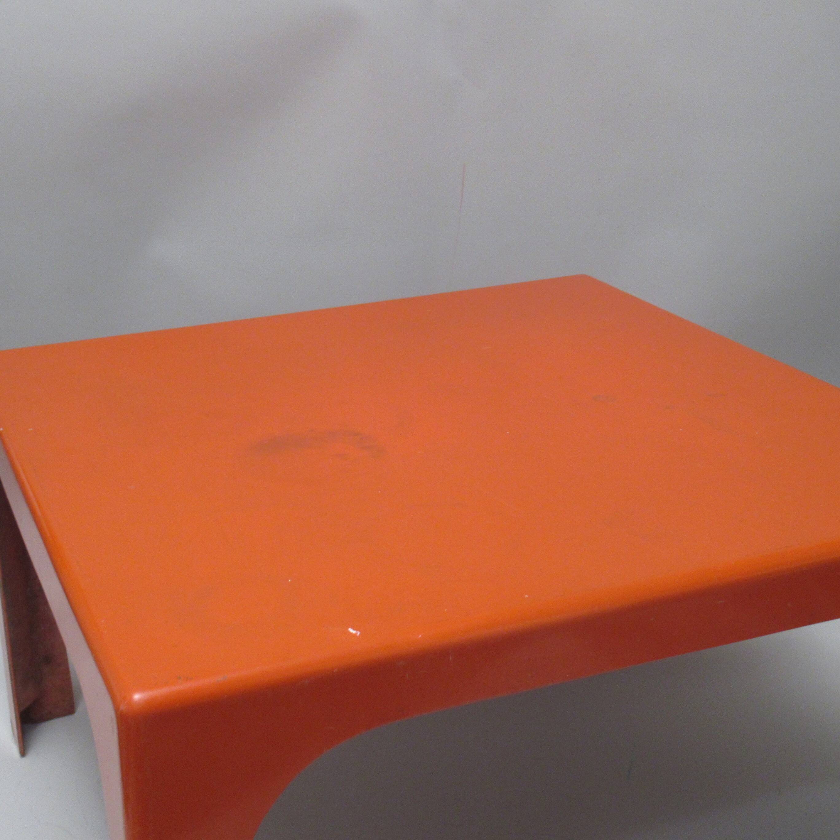 Orange fibreglass coffee table from Prisunic, 1970s.