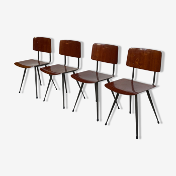 Ensemble de 4 chaises d’école vintage marko holland 1960s design