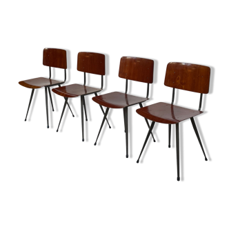 Set of 4 Vintage Marko Holland school chair 1960s Design -  Friso Kramer Style