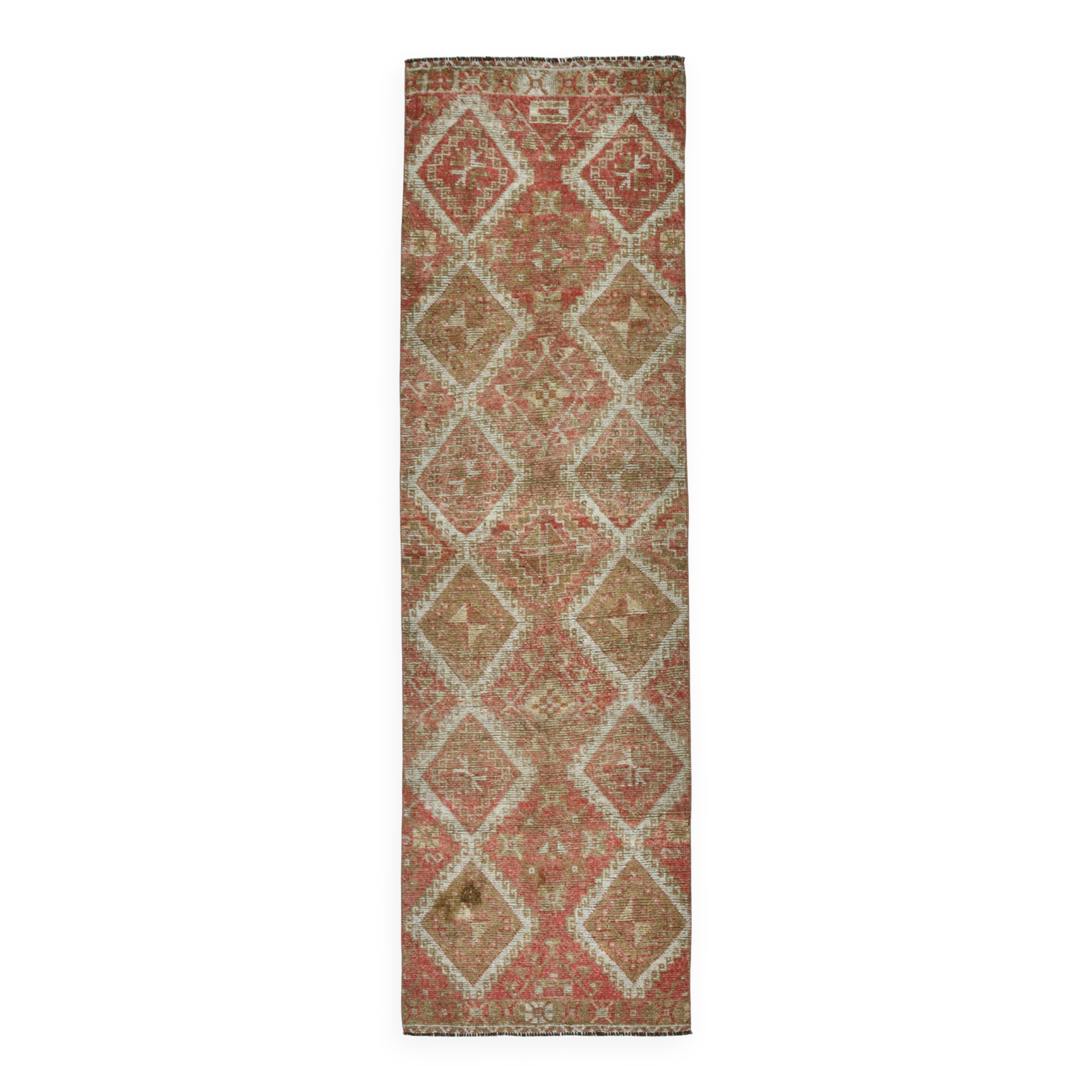 3x10 Turkish Pale Red & Beige Vintage Runner Rug, 90x303Cm