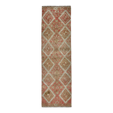 3x10 Turkish Pale Red & Beige Vintage Runner Rug, 90x303Cm
