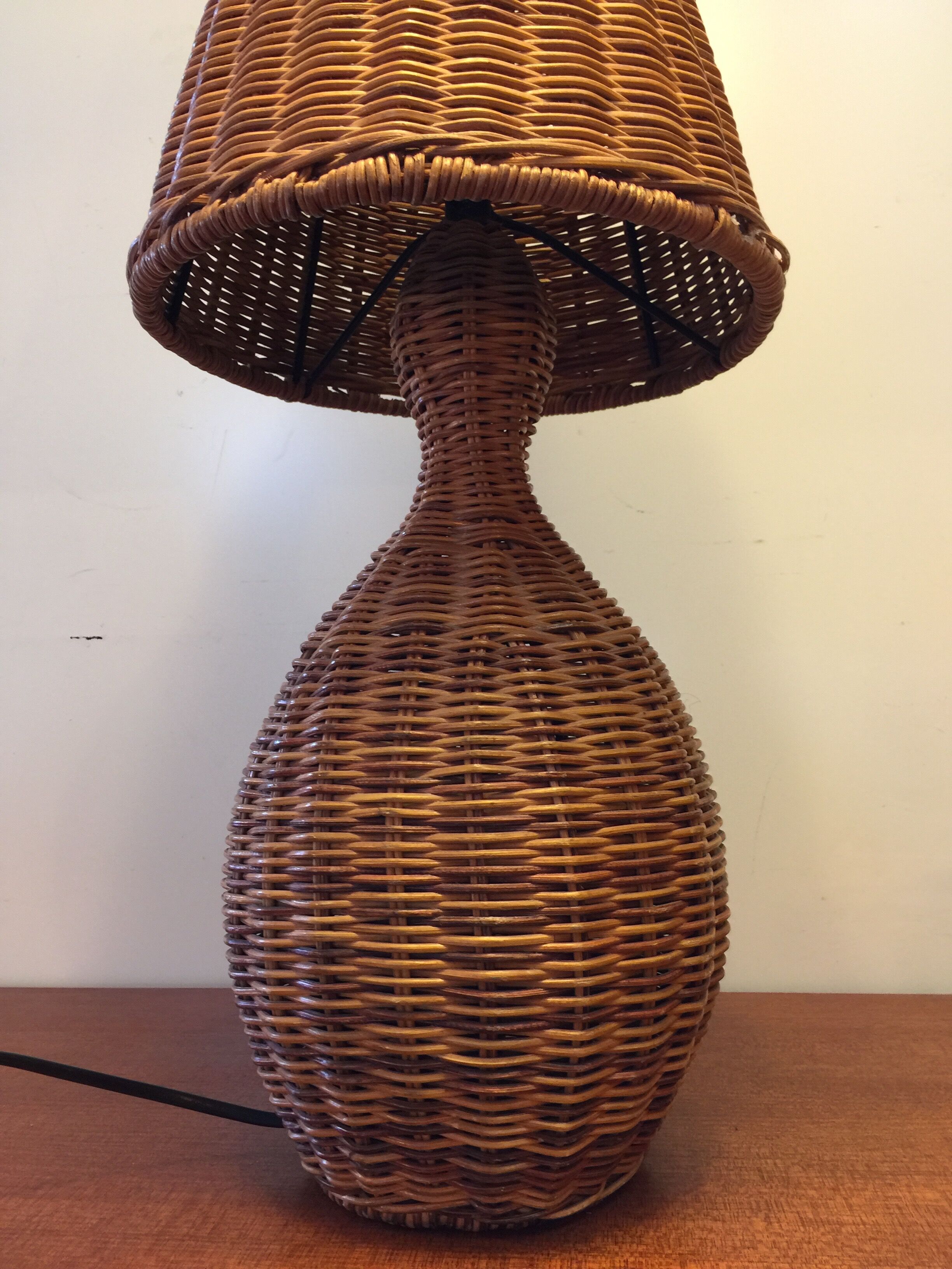 1980s wicker lamp
