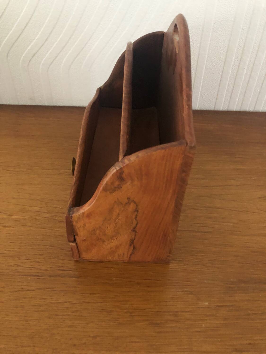 Mail holder / letter holder in vintage wood and brass