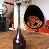 Vase soliflore verre soufflé à la bouche violet col recourbé