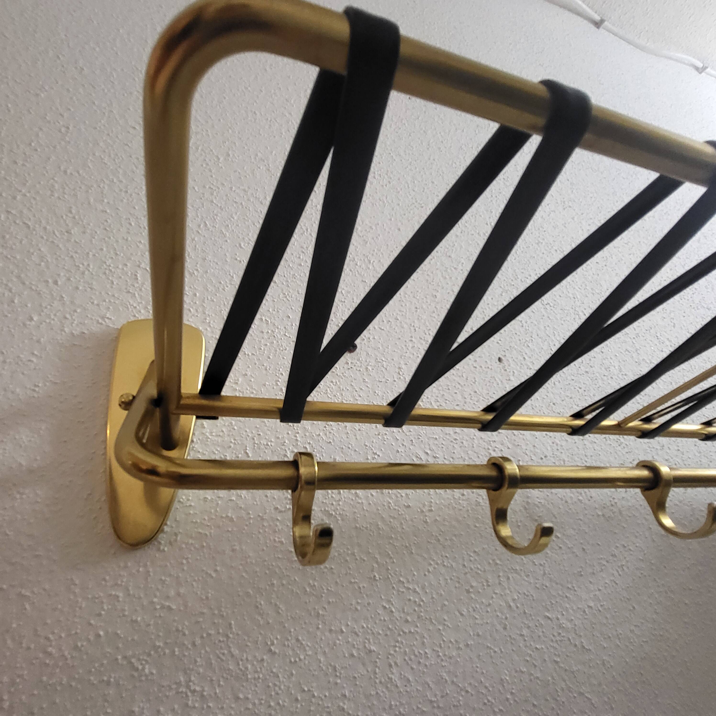 Coat rack, vintage 1950s-60s golden aluminium hats.
