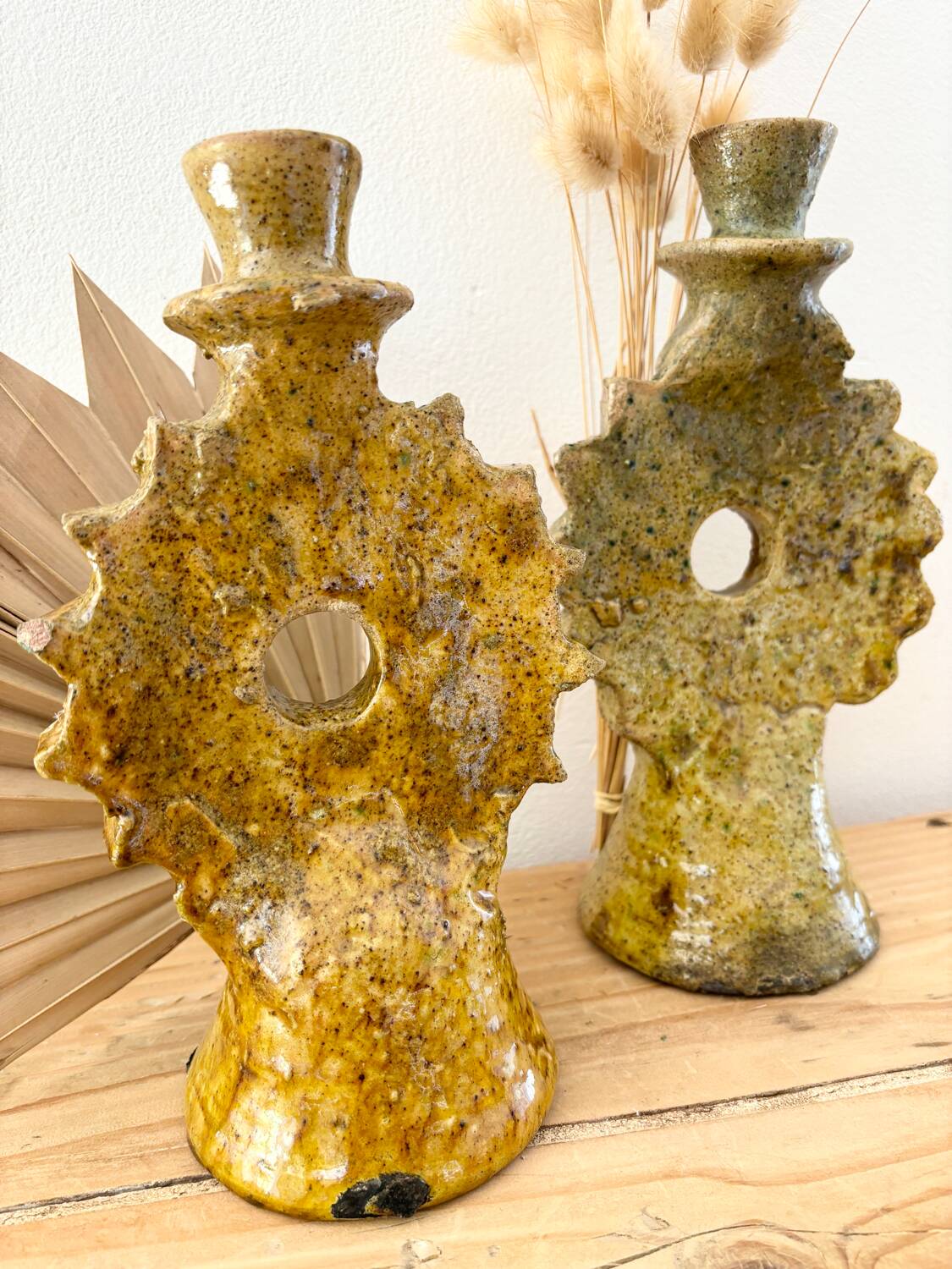 Yellow terracotta candle holder