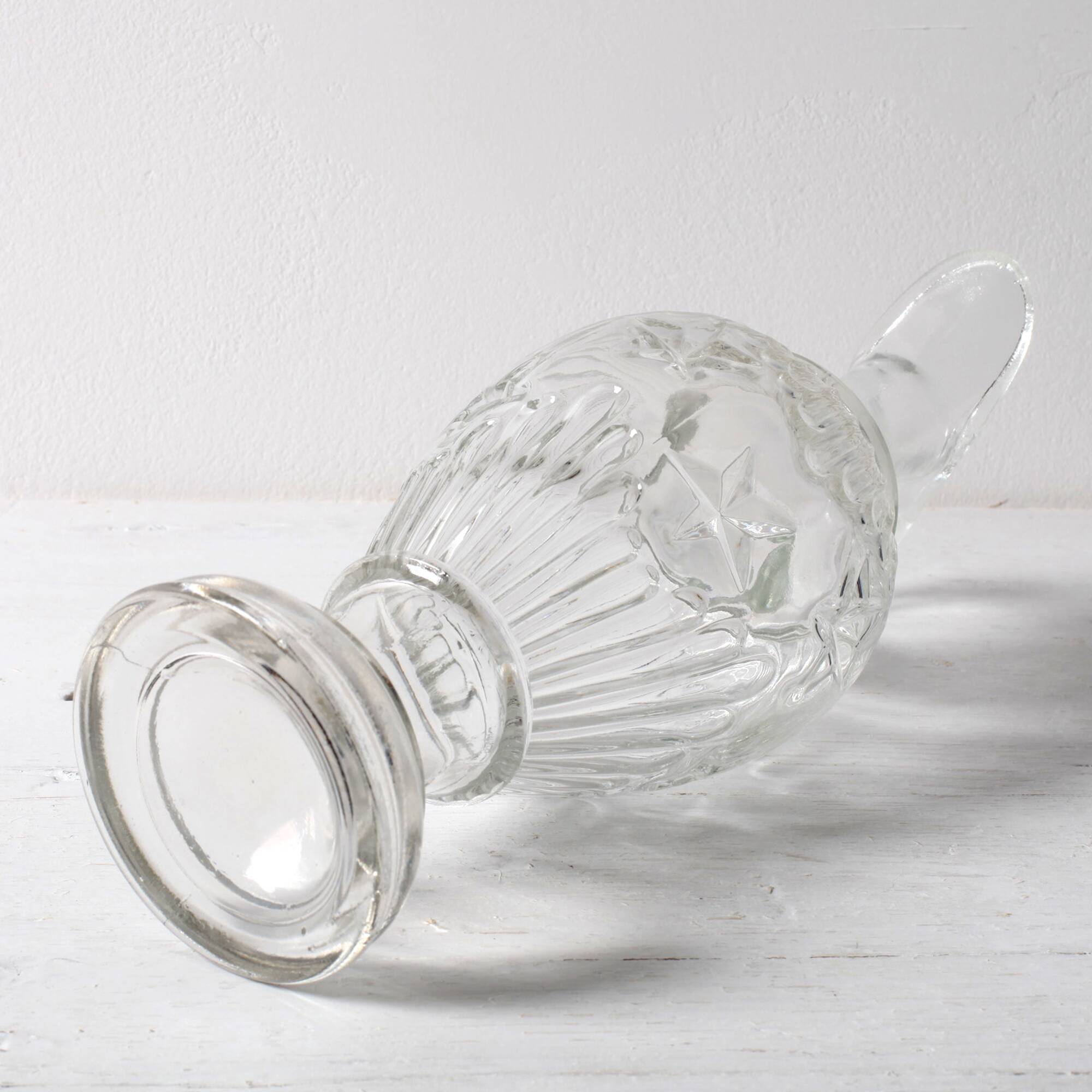 Carafe à vin en verre du milieu du siècle / Carafe à vin à motif clair / Italie / Années 1980