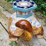 Porte plante tortue en céramique émaillée, 1980