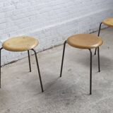 Set of 3, Early Tripod Dot Stool Arne Jacobsen by Fritz Hansen, 1960s