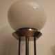 Lampe vintage en acier chromé et opaline mazzega 1980