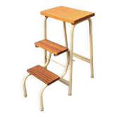 Tabouret escabeau vintage en bois et acier