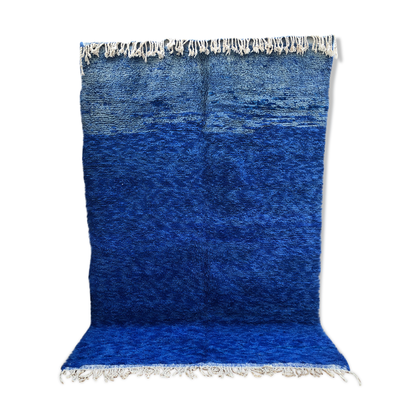 Moroccan Berber carpet Beni Ouarain uni blue 3.3x2.26m