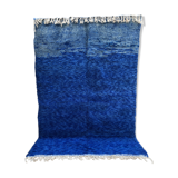 Moroccan Berber carpet Beni Ouarain uni blue 3.3x2.26m