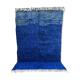 Moroccan Berber carpet Beni Ouarain uni blue 3.3x2.26m