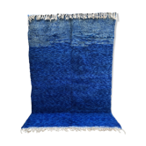 Moroccan Berber carpet Beni Ouarain uni blue 3.3x2.26m