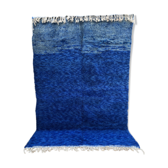 Moroccan Berber carpet Beni Ouarain uni blue 3.3x2.26m