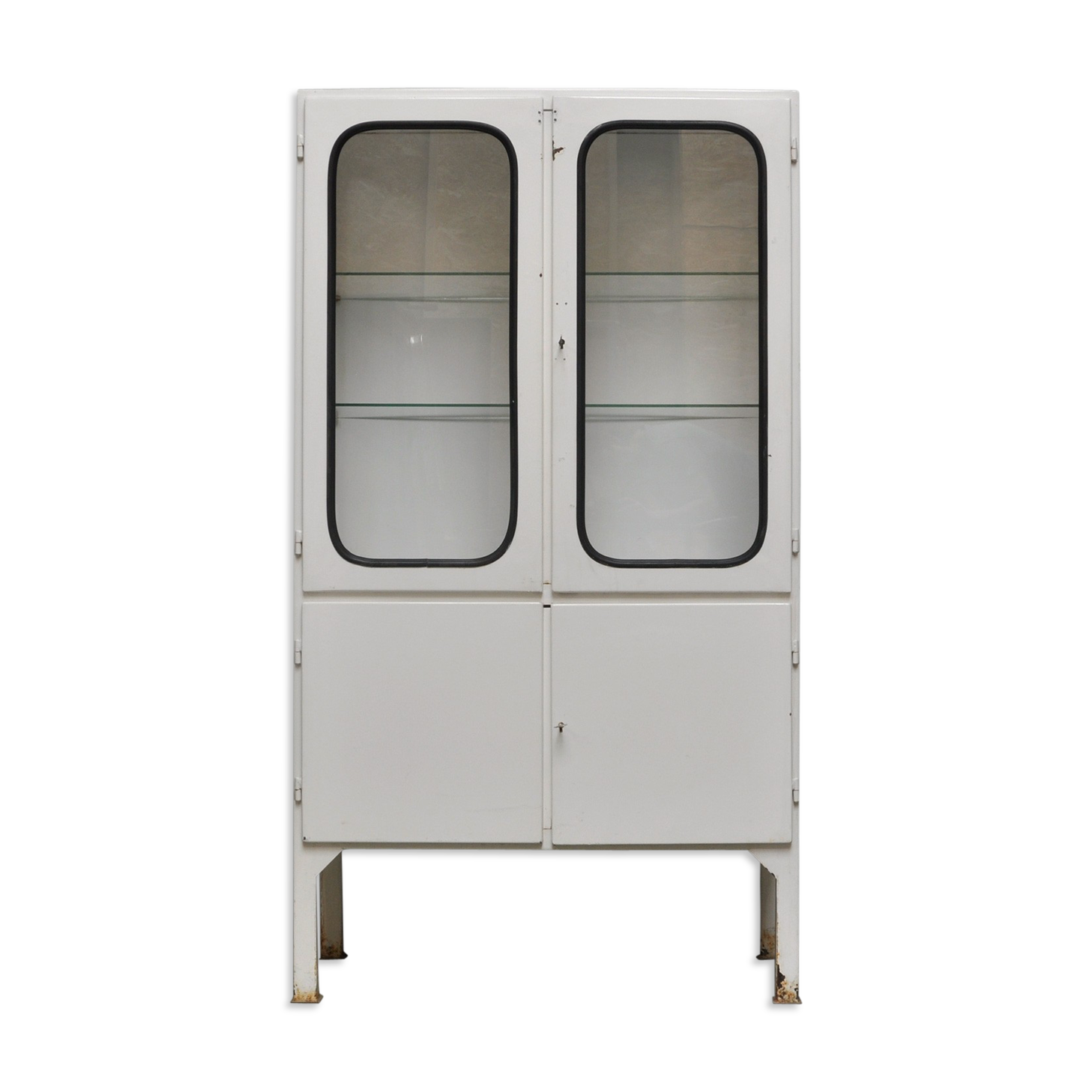 Vintage glass & iron medicine cabinet, 1970 s