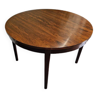 Table ronde extensible scandinave en palissandre, années 1970