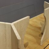 Travertine and glass dining table