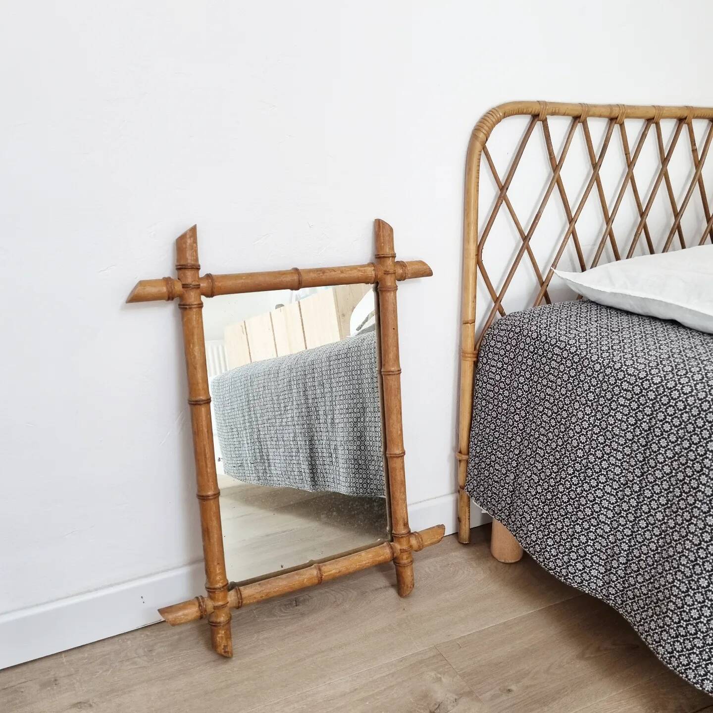Vintage bamboo mirror