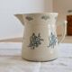 Large antique Saint-Uze pitcher / steel clay terrine Saint-Uze floral pattern