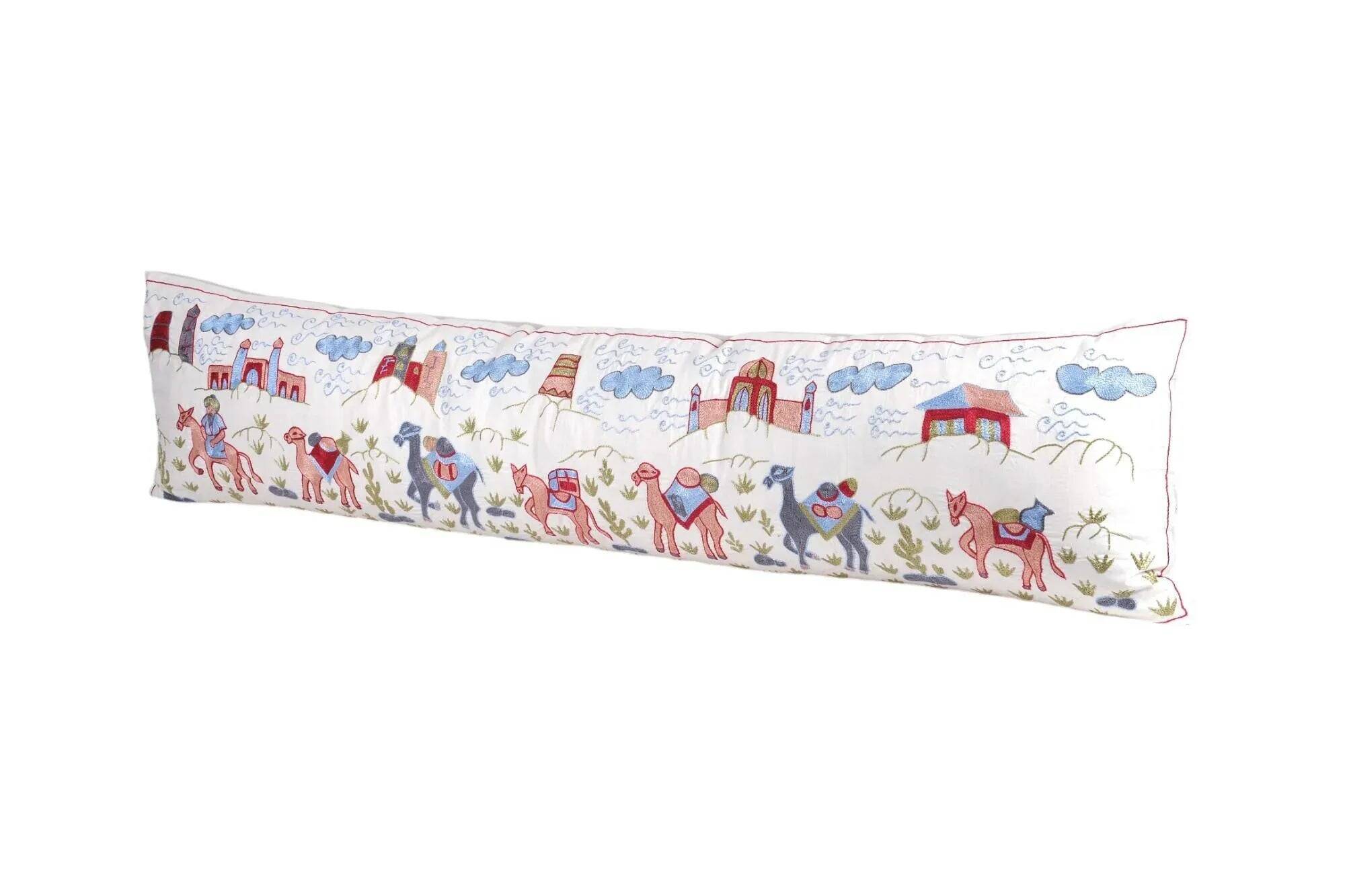 Vintage embroidered cushion cover 46x178 cm