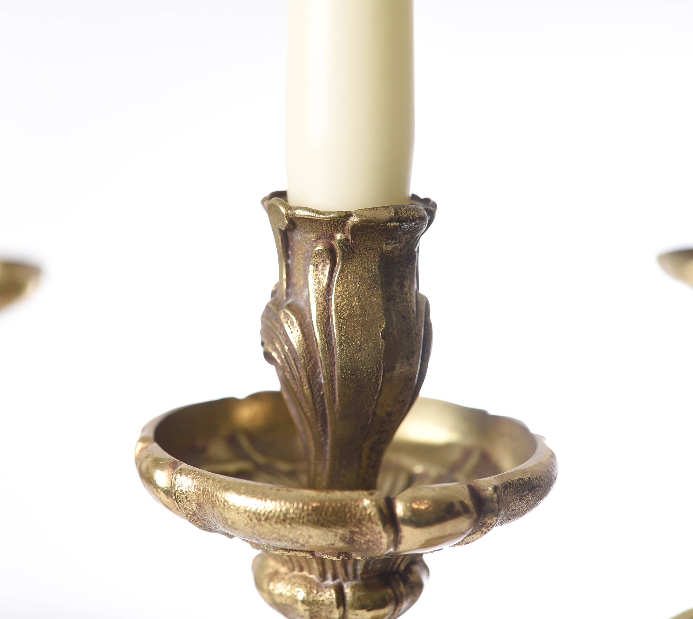 Pair of antique 6-arm bronze candelabras, 19th century