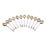 12 silver-plated coffee bean mocha spoons