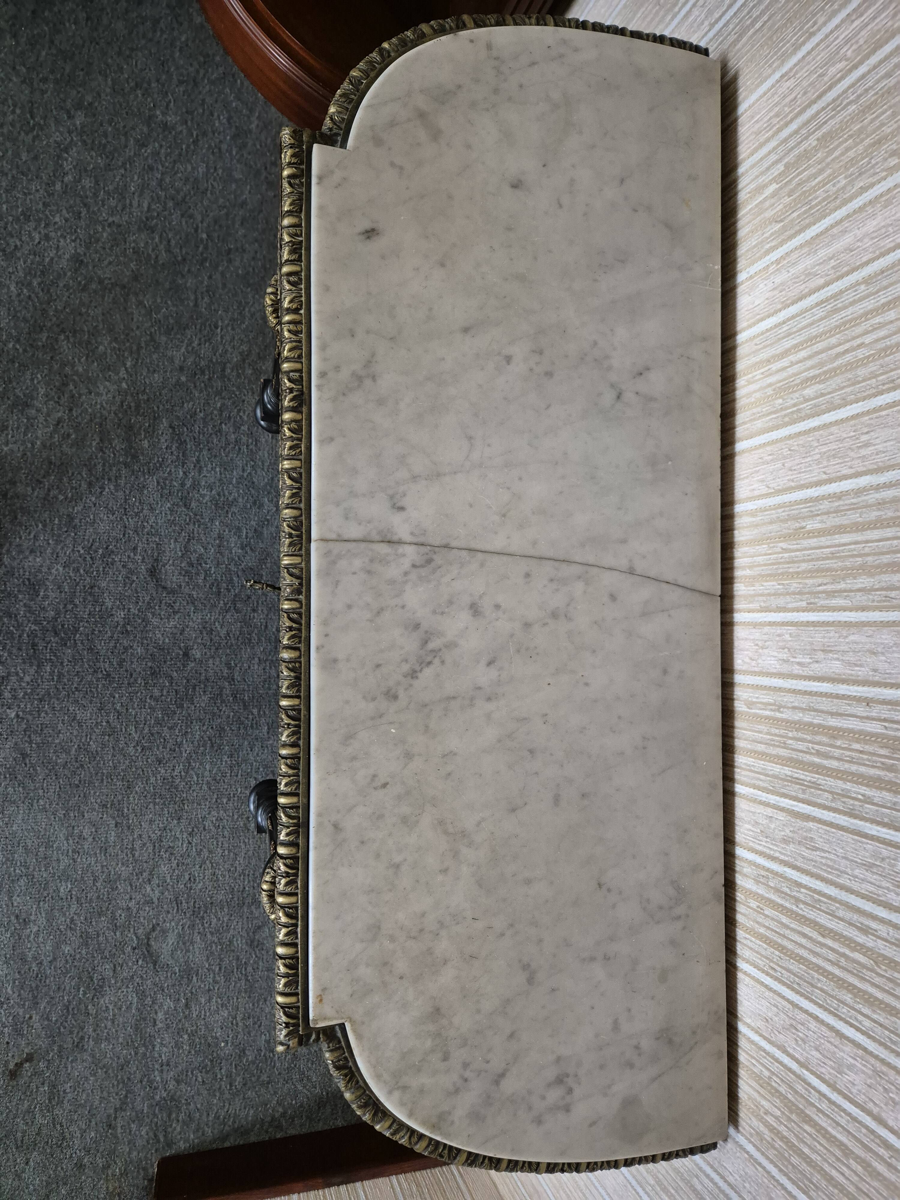 Console - marble, brass and wood