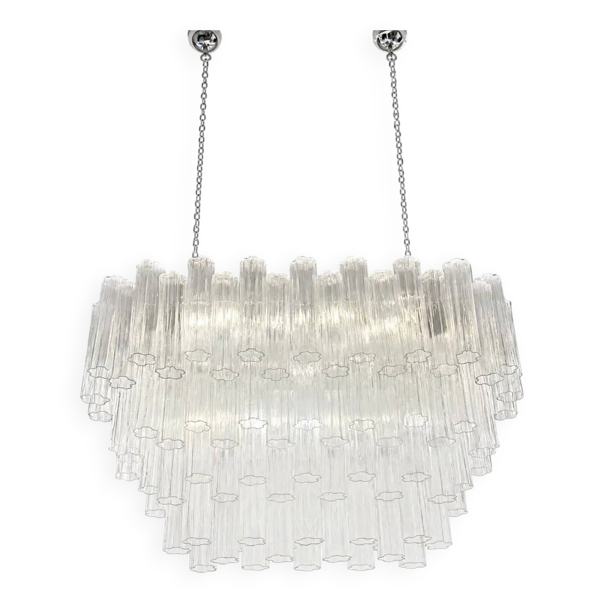 Elegant Italian Murano Glass Chandelier with Clear Tronchi Elements
