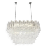 Chandelier en verre de Murano italien élégant avec des éléments Tronchi transparents