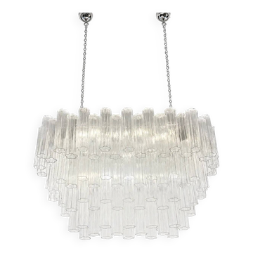 Elegant Italian Murano Glass Chandelier with Clear Tronchi Elements