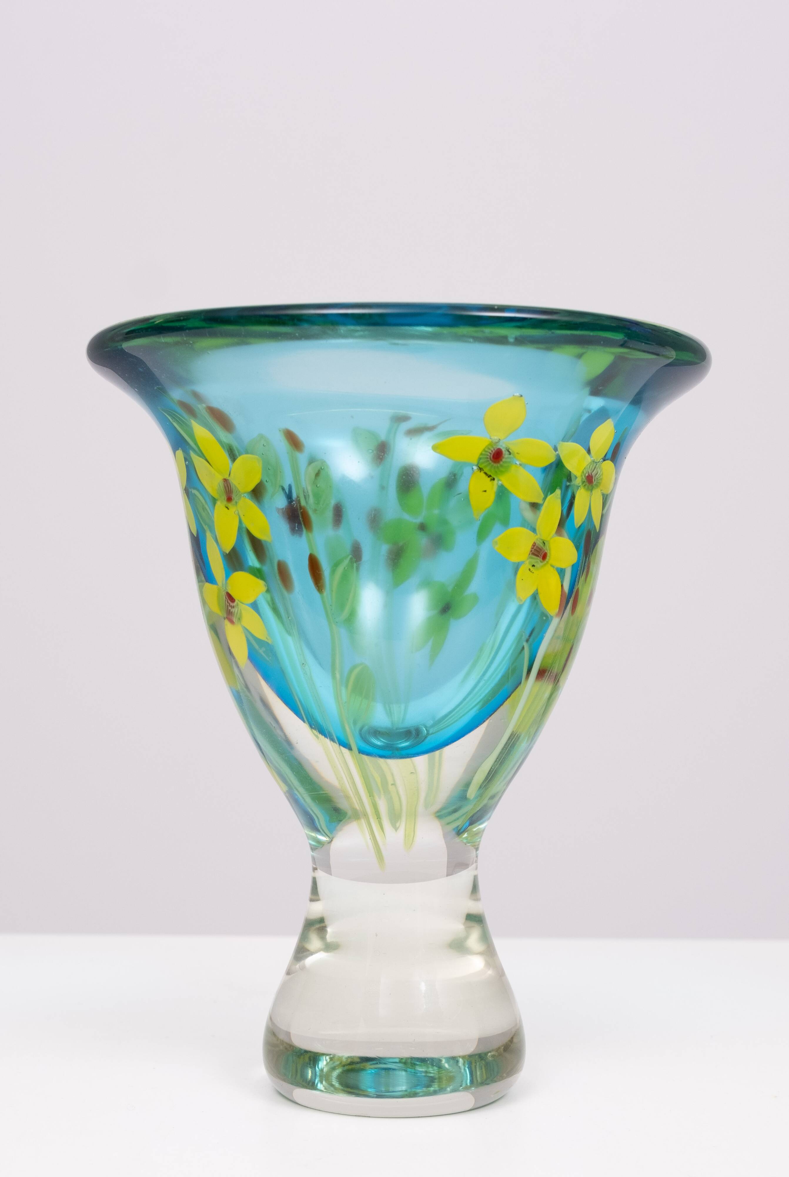 Berit Johansson Art Glass Vase by Murano 1970s Sweden