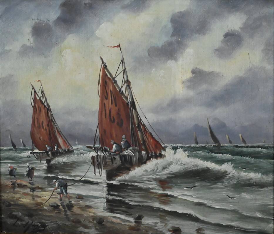 Tableau "Fishing Memory" signed L. Henry – late 19th century