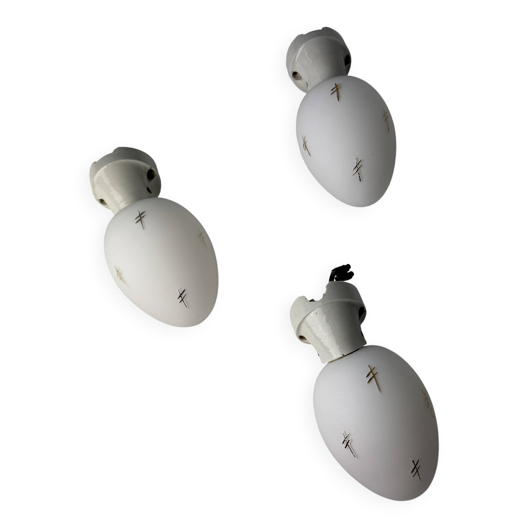 Lot of 3 vintage angled wall sconces.