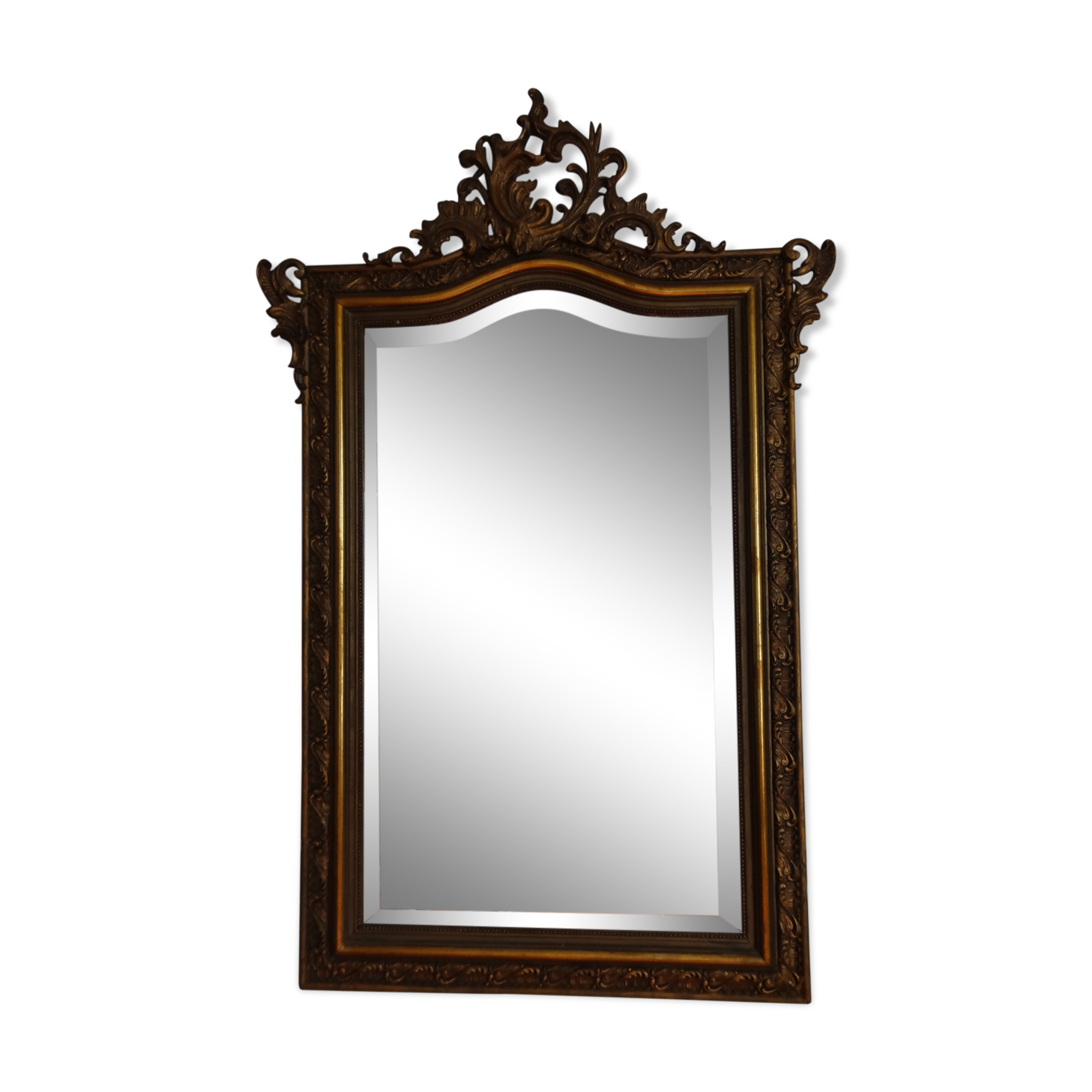 19th century gilded stuccoed wooden mirror 92x142cm