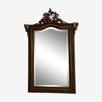 19th century gilded stuccoed wooden mirror 92x142cm