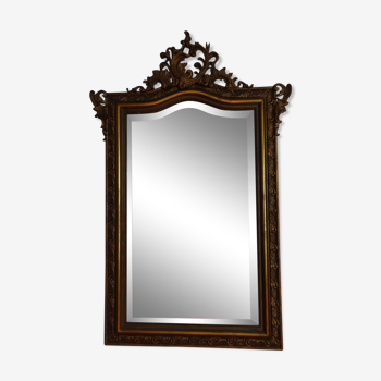 Miroir en bois stuqué doré XIXème siècle 92x142cm