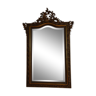 Miroir en bois stuqué doré XIXème siècle 92x142cm