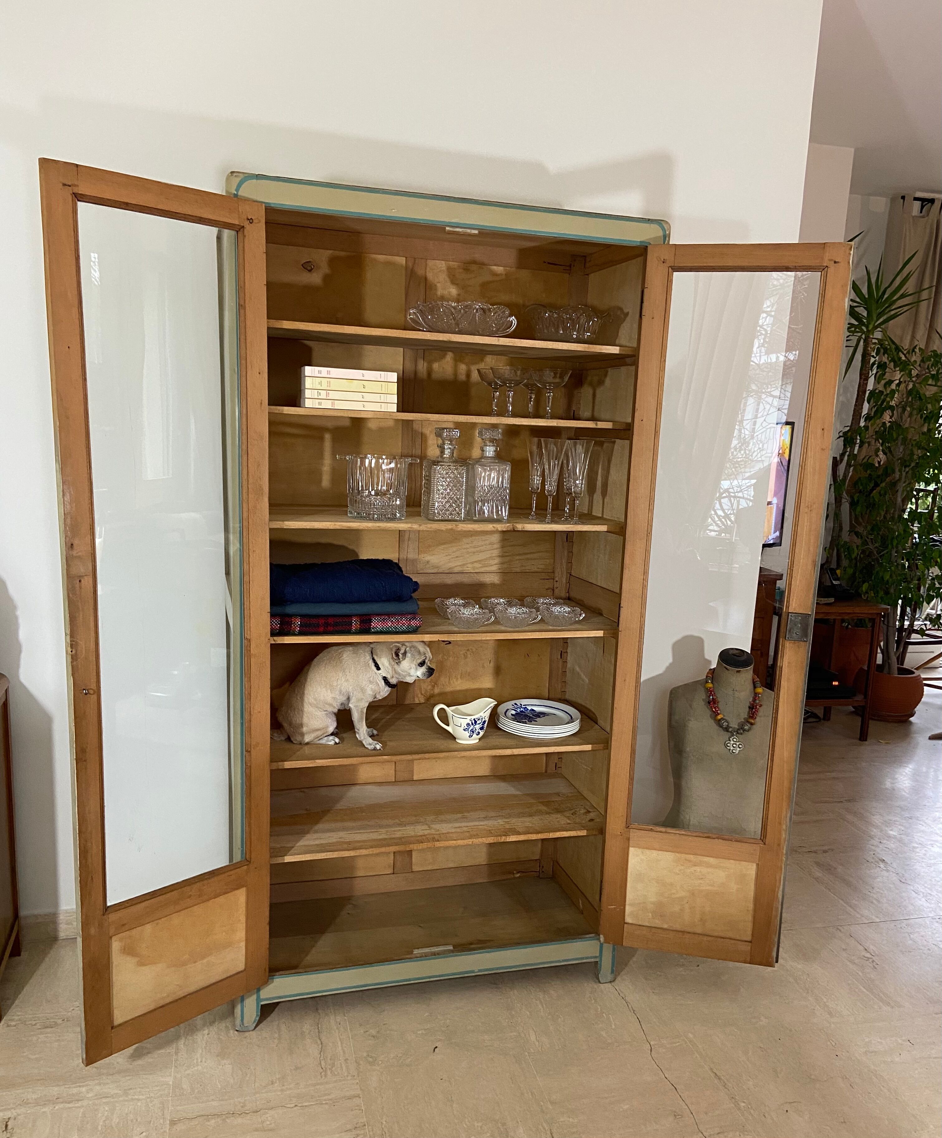 Glass-glazed Parisian wardrobe 1950