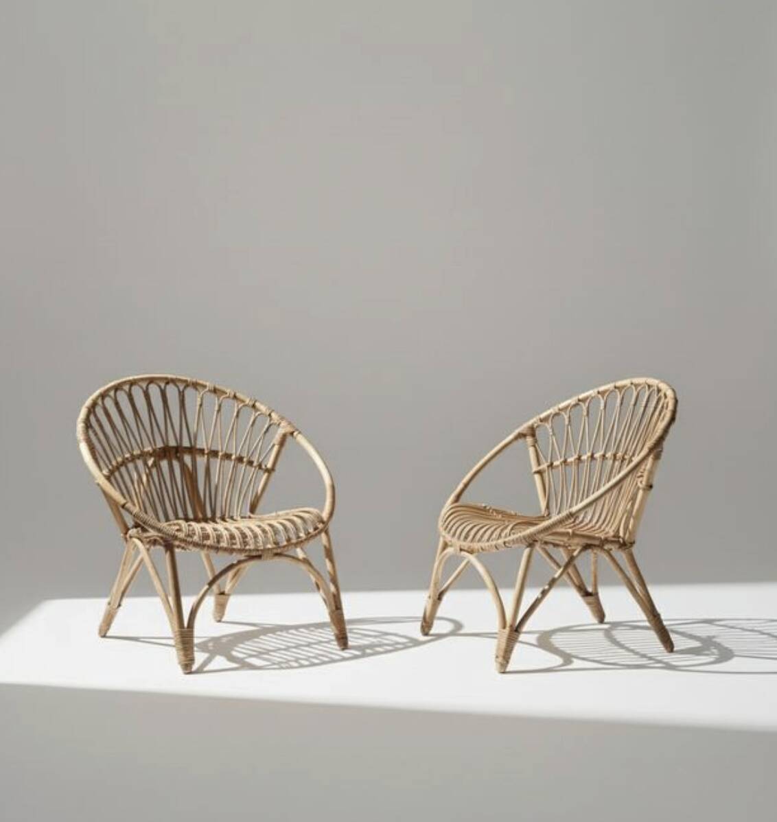 Pair of vintage rattan armchairs – 60s/70s design