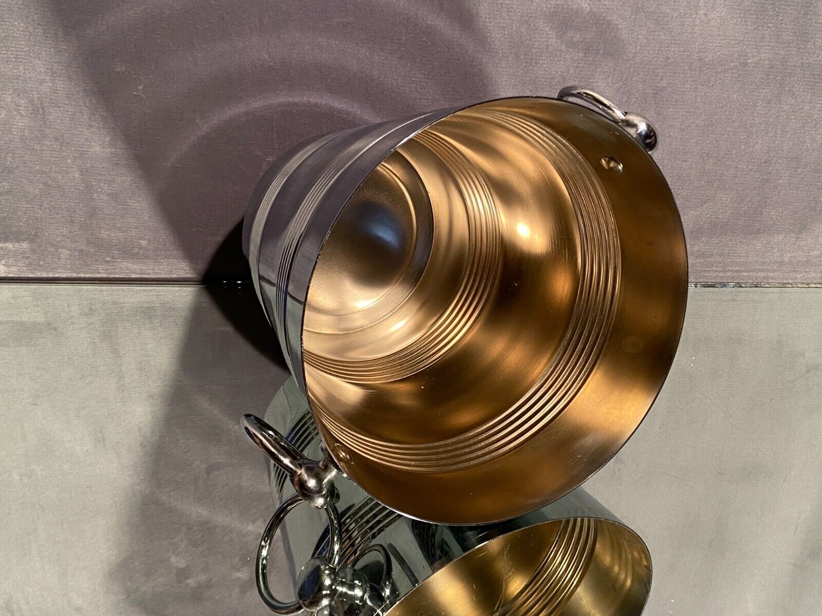 Champagne bucket with stainless steel handles