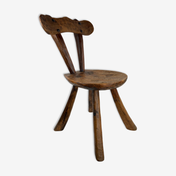 Brutalist Wabi Sabi milking stool or chair, France ca 1950