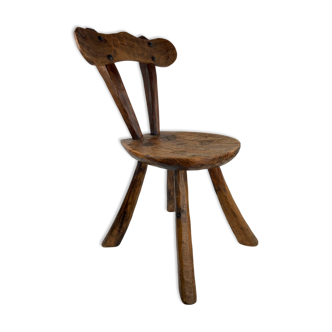 Brutalist Wabi Sabi milking stool or chair, France ca 1950